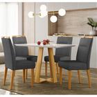 Conjunto Mesa de Jantar 1,20m Lectus Tampo Mdf com Vidro e 4 Cadeiras Lectus Ypê/Off White/Ln03- New Ceval