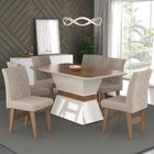 Conjunto Mesa de Jantar 160 cm com 6 cadeiras Nairobi Multimóveis EX1011 Madeirado/Off White/Bege