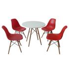 Conjunto Mesa de jantar 80cm + 4 cadeiras Eames Branco/Vermelho