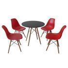 Conjunto Mesa de jantar 80cm + 4 cadeiras Eames Preto/Vermelho
