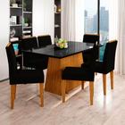 Conjunto Mesa de Jantar Bárbara 1,60m Tampo de Madeira com Vidro Colado e 6 Cadeiras Ana Ypê Preto Ja03 New Ceval
