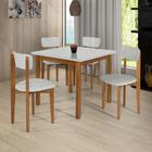 Conjunto Mesa de Jantar Base Madeira Maciça com 4 Cadeiras Elisa Ideal para Apartamenteo 90x90 Off-w