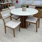 Conjunto Mesa de Jantar com Tampo de Vidro 115cm 4 Cadeiras