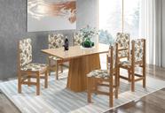 Conjunto Mesa de Jantar Dakota Tampo Vidro com 6 Cadeiras Brenda Madeira Canela/Floral Espresso Móveis