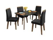 Conjunto Mesa de Jantar de Cozinha JAD Pés e Cadeiras 100% Madeira Com Tampo MDF Com Vidro Sobreposto Estilo Retrô Cor Preto/Black Com Marrom