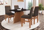 Conjunto Mesa de Jantar Deli Tampo Vidro com 4 Cadeiras Madeira Ally Canela/Preto/Chocolate Espresso Móveis