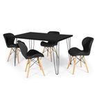 Conjunto Mesa de Jantar Hairpin 130x80 Preta com 4 Cadeiras Eiffel Slim - Preto