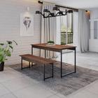 Conjunto Mesa de Jantar Industrial com 1 Banco - Nogal/Preto