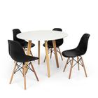 Conjunto Mesa de Jantar Laura 100cm Branca com 4 Cadeiras Charles Eames - Preta