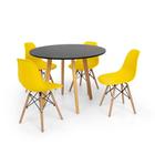 Conjunto Mesa de Jantar Laura 100cm Preta com 4 Cadeiras Charles Eames - Amarela