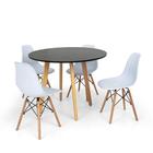 Conjunto Mesa de Jantar Laura 100cm Preta com 4 Cadeiras Charles Eames - Branca