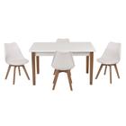 Conjunto Mesa de Jantar Luiza 135cm Branca com 4 Cadeiras Leda - Branco