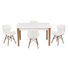 Conjunto Mesa de Jantar Luiza 135cm Branca com 4 Cadeiras Slim - Branco