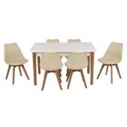 Conjunto Mesa de Jantar Luiza 135cm Branca com 6 Cadeiras Leda - Nude