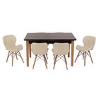 Conjunto Mesa de Jantar Luiza 135cm Preta com 6 Cadeiras Slim - Nude