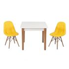 Conjunto Mesa de Jantar Luiza 80cm Branca com 2 Cadeiras Botonê - Amarelo
