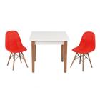 Conjunto Mesa de Jantar Luiza 80cm Branca com 2 Cadeiras Botonê - Vermelho