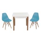 Conjunto Mesa de Jantar Luiza 80cm Branca com 2 Cadeiras Eames Eiffel - Turquesa