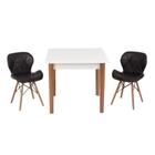 Conjunto Mesa de Jantar Luiza 80cm Branca com 2 Cadeiras Slim - Preto - MADE MOVEIS CEDRENSE LTDA