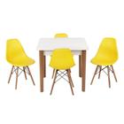 Conjunto Mesa de Jantar Luiza 80cm Branca com 4 Cadeiras Eames Eiffel - Amarelo