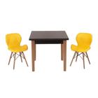 Conjunto Mesa de Jantar Luiza 80cm Preta com 2 Cadeiras Slim - Amarelo - MADE MOVEIS CEDRENSE LTDA