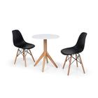 Conjunto Mesa de Jantar Maitê 60cm Branca com 2 Cadeiras Charles Eames - Preta