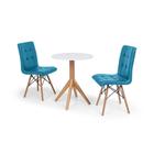 Conjunto Mesa de Jantar Maitê 60cm Branca com 2 Cadeiras Eiffel Gomos - Turquesa