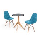 Conjunto Mesa de Jantar Maitê 60cm Preta com 2 Cadeiras Charles Eames Botonê - Turquesa