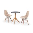 Conjunto Mesa de Jantar Maitê 60cm Preta com 2 Cadeiras Charles Eames - Nude