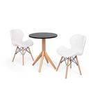 Conjunto Mesa de Jantar Maitê 60cm Preta com 2 Cadeiras Eames Eiffel Slim - Branca