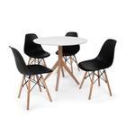 Conjunto Mesa de Jantar Maitê 80cm Branca com 4 Cadeiras Charles Eames - Preta