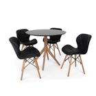 Conjunto Mesa de Jantar Maitê 80cm Preta com 4 Cadeiras Eames Eiffel Slim - Preta