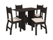 Conjunto Mesa de Jantar Milano 1,08m com 4 Cadeiras Amendoa/Savana - Poliman - Poliman Móveis