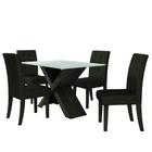 Conjunto Mesa de Jantar Off White Dubai 1,35m MDF com 4 Cadeiras Castanho / Cacau