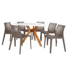 Conjunto Mesa de Jantar Orgânica Nina 120cm Branca com 6 Cadeiras Gruvyer - Fendi