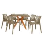 Conjunto Mesa de Jantar Orgânica Nina 120cm Natural com 6 Cadeiras Gruvyer - Nude - Magazine Decor