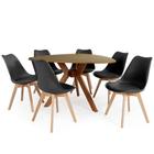 Conjunto Mesa de Jantar Orgânica Nina 120cm Natural com 6 Cadeiras Leda - Preto