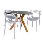 Conjunto Mesa de Jantar Orgânica Nina 120cm Preta com 3 Cadeiras Allegra - Cinza