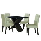 Conjunto Mesa de Jantar Preto Dubai 1,35m MDF com 4 Cadeiras Castanho / Areia