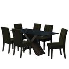 Conjunto Mesa de Jantar Preto Dubai 1,80m MDF com 6 Cadeiras Castanho / Cacau