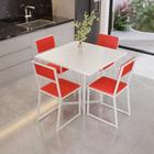 Conjunto Mesa de Jantar Quadrada Branca 4 Cadeiras Estofado Riviera Industrial Branco