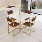 Conjunto Mesa de Jantar Quadrada Branca 4 Cadeiras Estofado Riviera Industrial Dourado - Don Castro Decor