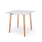 Conjunto Mesa de Jantar Quadrada Eiffel 80x80 Branca com 4 Cadeiras Roma com Braço - Cinza