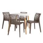 Conjunto Mesa de Jantar Quadrada Eiffel 80x80cm Branca com 4 Cadeiras Gruvyer - Fendi - Magazine Decor