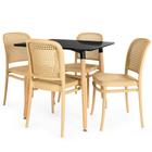 Conjunto Mesa de Jantar Quadrada Eiffel Preta 80x80cm com 4 Cadeiras Roma - Nude