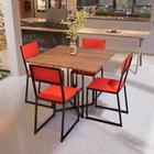 Conjunto Mesa de Jantar Quadrada Imbuia 4 Cadeiras Estofado Riviera Industrial Preto