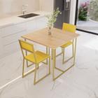 Conjunto Mesa de Jantar Quadrada Pinus 2 Cadeiras Estofado Riviera Industrial Dourado - Don Castro Decor