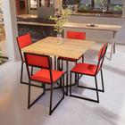 Conjunto Mesa de Jantar Quadrada Pinus 4 Cadeiras Estofado Riviera Industrial Preto