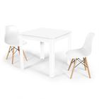 Conjunto Mesa de Jantar Quadrada Sofia Branca 80x80cm com 2 Cadeiras Eames Eiffel - Branco