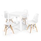 Conjunto Mesa de Jantar Quadrada Sofia Branca 80x80cm com 4 Cadeiras Eames Eiffel - Branco